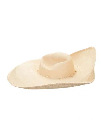 Pre-owned Artesano Straw Wide Brim Sun Hat In Neutrals