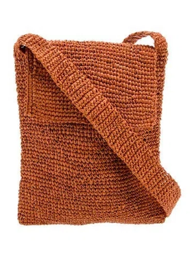 Pre-owned Artesano Wicker Messenger Bag In Orange