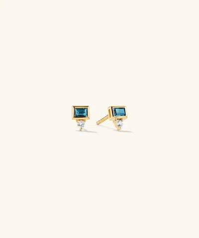 Artevent Baguette Duo Studs In Blue