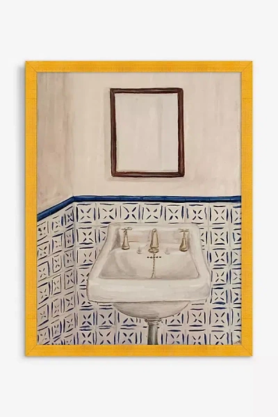 Artfully Walls Basin On Blue Tiles Wall Art In Multi