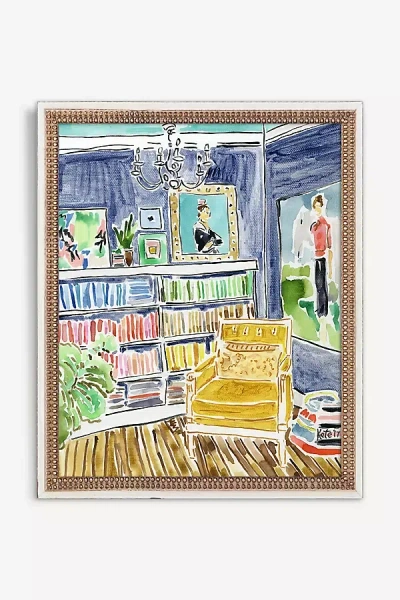 Artfully Walls Bookshelf With Paintings Wall Art In Multi