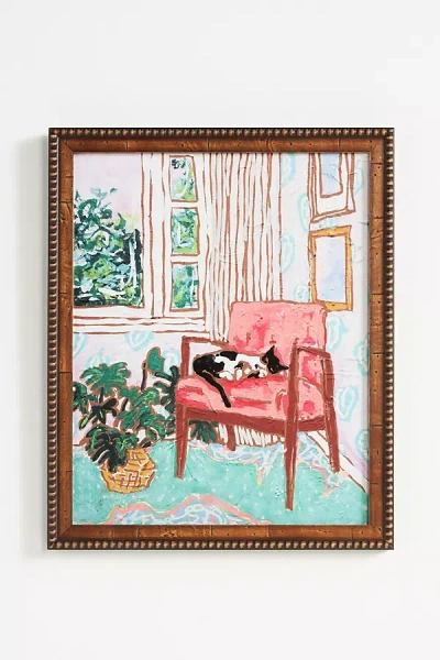 Artfully Walls Cat Nap: Tuxedo Cat Napping In Multi