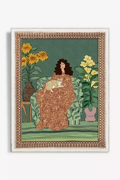 Artfully Walls Girl And Her Cat Wall Art In Green