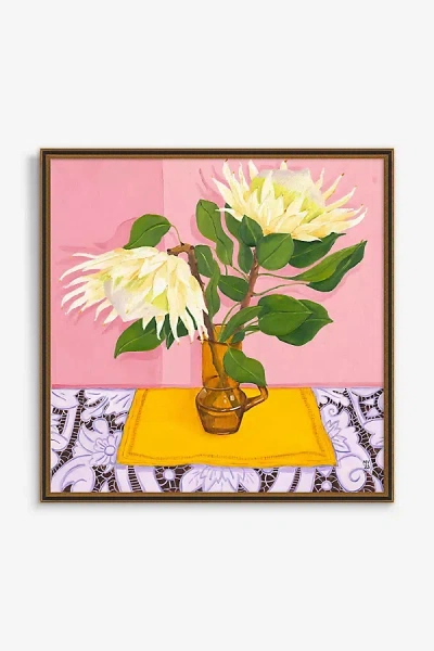 Artfully Walls King Proteas On Flamingo Pink Wall Art In Multi