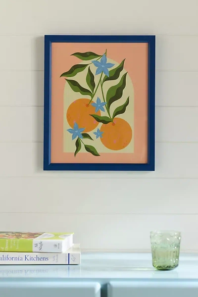 Artfully Walls Orange Branch With Blue Flowers Wall Art