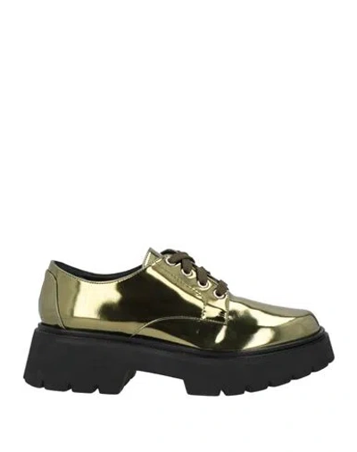 Arthur Arbesser X Baldinini Woman Lace-up Shoes Military Green Size 7.5 Leather