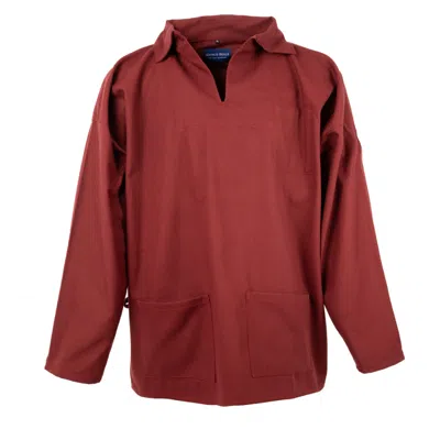 Arthur Beale Men's  Open Neck Sailors' Smock - Breton Red