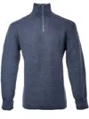Arthur Beale Men's Blue  Zip Neck Jumper In Blue