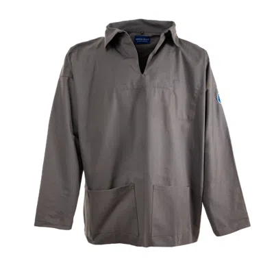Arthur Beale Men's Grey  Open Neck Sailors' Smock - Gunmetal