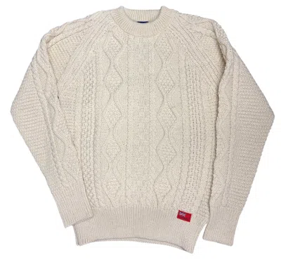 Arthur Beale Men's White  Aran Woollen Jumper