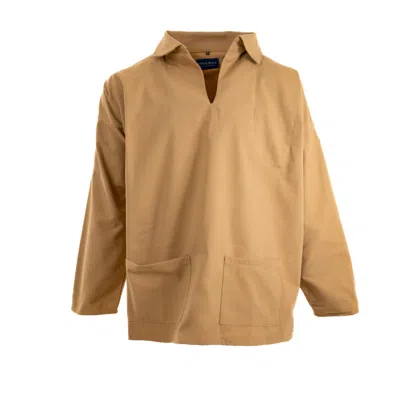 Arthur Beale Men's Yellow / Orange  Open Neck Sailors' Smock - Sand In Yellow/orange