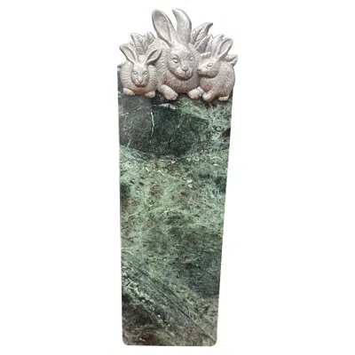 Pre-owned Arthur Court 1980s  Rabbit Bunny Green Marble Cheeseboard