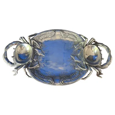 Pre-owned Arthur Court Aluminum Crab Seafood Serving Platter In Gray