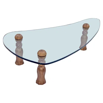 Pre-owned Arthur Court Biomorphic Glass Tassel Coffee Table In Gray