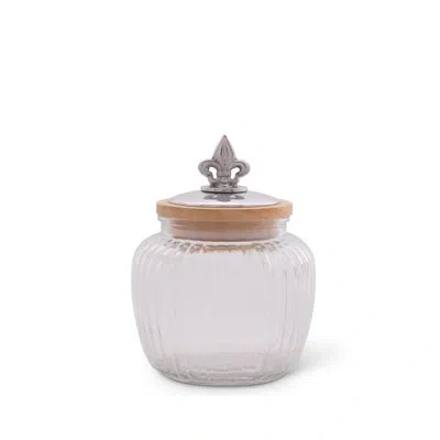 Arthur Court Designs Fleur De Lis Kitchen Canister In Clear,brown,silver