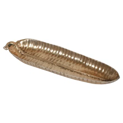 Pre-owned Arthur Court Early 1950s Bruce Fox Designs Large Banana Leaf Serving Bowl Unusual Gold Tone In Brown