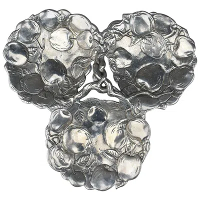 Pre-owned Arthur Court Faux Bois Cast Aluminum Silver Apple Design Condiment Platter By