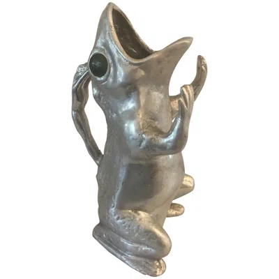Pre-owned Arthur Court Frog Pitcher In Cast Aluminium In Gray