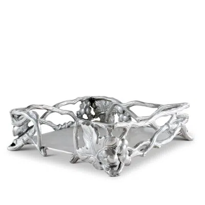 Arthur Court Grape Open Vine Napkin Box In Silver