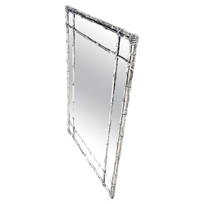 Pre-owned Arthur Court Hollywood Regency Cast Aluminum Faux Bamboo Silvered Gilt Metal Rectangle Mirror In Gray