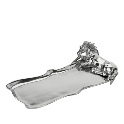 Arthur Court Horse Figural Oblong Tray In Silver In Metallic