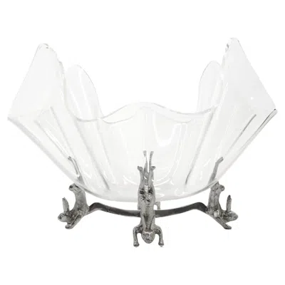 Pre-owned Arthur Court Lucite Handkerchief Serving Bowl On Rabbit Footed Stand, Signed In Gray