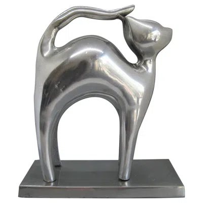 Pre-owned Arthur Court Modernist Aluminum Cat Abstract Figural Sculpture In Gray