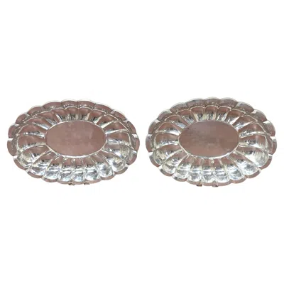 Pre-owned Arthur Court Pair Monumental  Neoclassical / Southwest Style Oval Salvers/trays In Gray