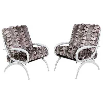 Pre-owned Arthur Court Pair Of Rare Sable Horn Chairs By  In Gray