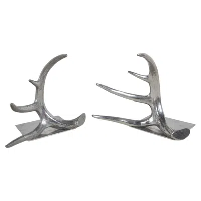 Pre-owned Arthur Court Pair Of Very Chic  Designs - Cast Aluminum Antler Bookends 1978 In Gray