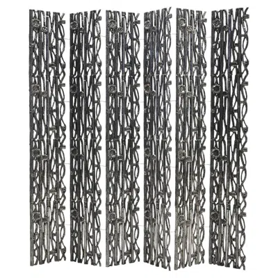 Pre-owned Arthur Court Rare Folding Screen By , Usa, Circa 1960, Polished Cast Aluminum In Black
