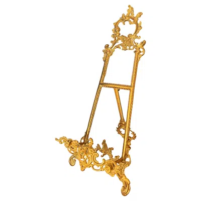 Pre-owned Arthur Court Rococo Style Brass Display Easel, Antique Artwork Stand, 1970s Design In Brown