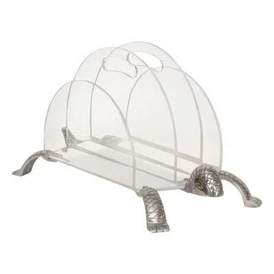 Pre-owned Arthur Court Turtle Aluminum & Lucite Magazine Rack ~ Circa 1970 In Gray
