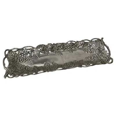 Pre-owned Arthur Court Vintage  Grape Motif Serving Tray, Silver Aluminum, 1995 In Purple