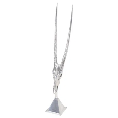 Pre-owned Arthur Court Vintage  Tall Sculpture Of A Gazelle In Polished Aluminum In Gray