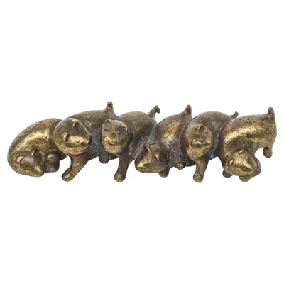 Pre-owned Arthur Court Vintage Bronze Dog Puppies Paperweight By  1979 Desk Accessory In Gold