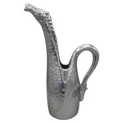 Pre-owned Arthur Court Vtg 1989  Aluminum Giraffe Figural Tall Water Pitcher 13 3/4" In Gray
