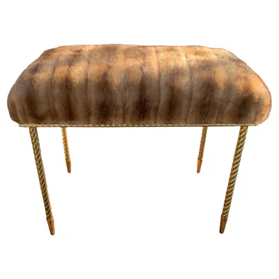 Pre-owned Arthur Elrod Hollywood Mogul Provenance 22kt Gold Plated Vanity Mink Bench Chj  In Brown