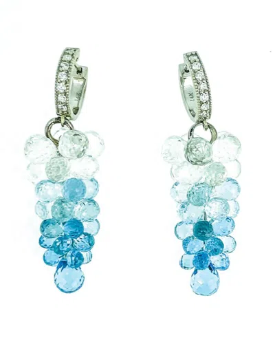 Arthur Marder Fine Jewelry 14k 0.20 Ct. Tw. Diamond & Blue Topaz Grape Earrings In Metallic