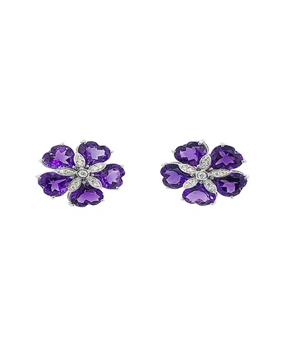 Arthur Marder Fine Jewelry 14k 0.30 Ct. Tw. Diamond & Amethyst Earrings