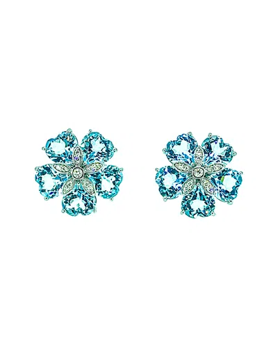 ARTHUR MARDER FINE JEWELRY ARTHUR MARDER FINE JEWELRY 14K 0.40 CT. TW. DIAMOND & BLUE TOPAZ FLORAL STUDS