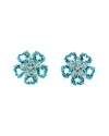 Arthur Marder Fine Jewelry 14k 0.40 Ct. Tw. Diamond & Blue Topaz Floral Studs