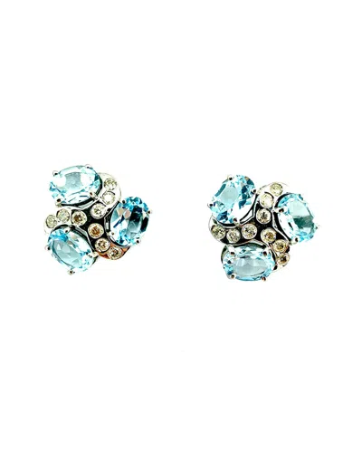 Arthur Marder Fine Jewelry 14k & Silver 0.35 Ct. Tw. Diamond & Topaz Earrings In Green