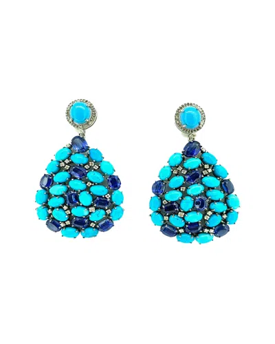 Arthur Marder Fine Jewelry 14k & Silver 0.65 Ct. Tw. Diamond, Turquoise & Kyanite Earrings