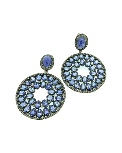 Arthur Marder Fine Jewelry 14k & Silver 15.75 Ct. Tw. Diamond & Tanzanite Earrings In Multi