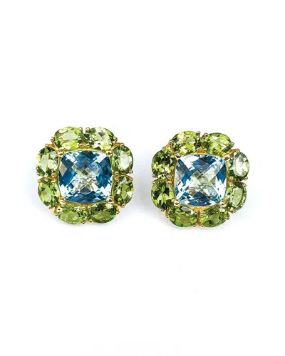 Arthur Marder Fine Jewelry 14k & Silver 19.00 Ct. Tw. Blue Topaz Earrings In Green