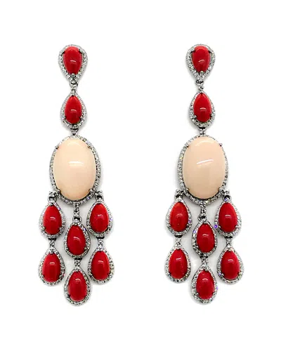 Arthur Marder Fine Jewelry 14k & Silver 2.80 Ct. Tw. Diamond & Coral Earrings