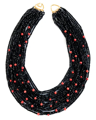 Arthur Marder Fine Jewelry 14k Black Spinel & Coral Layered Necklace