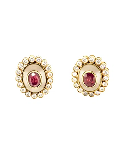 Arthur Marder Fine Jewelry 18k 4.00 Ct. Tw. Diamond, Ruby, & Crystal Earrings