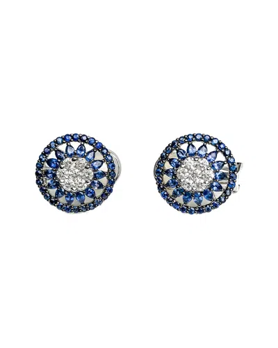 Arthur Marder Fine Jewelry 18k 4.50 Ct. Tw. Diamond & Sapphire Starburst Earrings In Multi